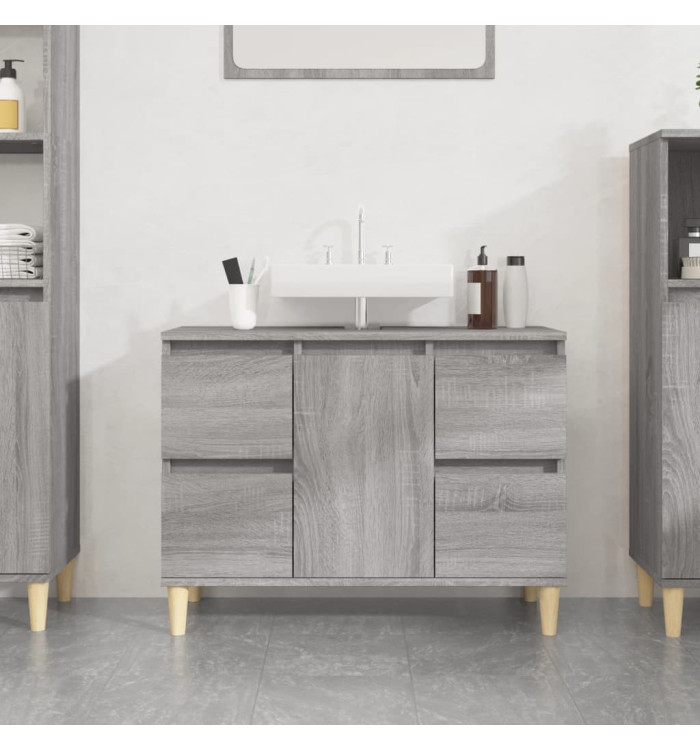 Meuble d'évier sonoma gris 80x33x60 cm bois d'ingénierie | Mobilier & Déco