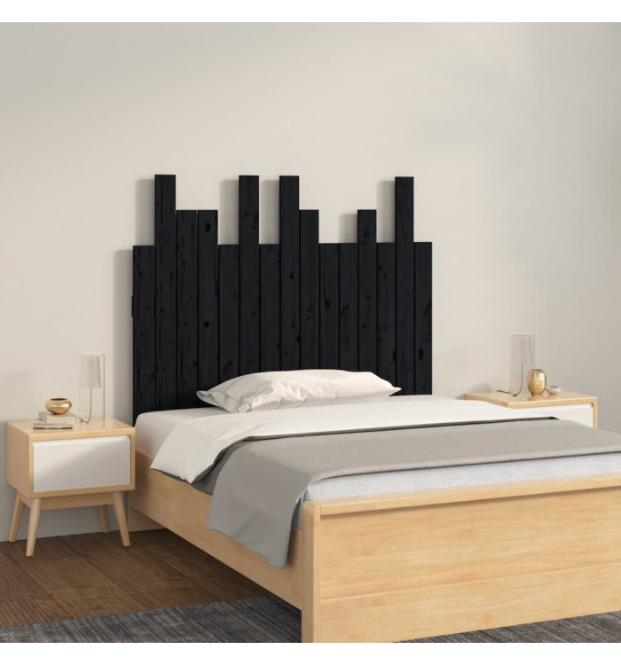 Tête de lit murale Noir 95,5x3x80 cm Bois massif de pin | Mobilier & Déco