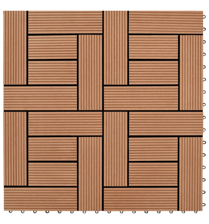 Carreaux de terrasse 30x30 cm 11 pcs Marron WPC 1 m2 | Mobilier & Déco