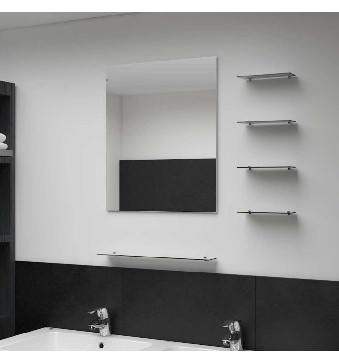 Miroir mural avec 5 étagères Argenté 50 x 60 cm | Mobilier & Déco