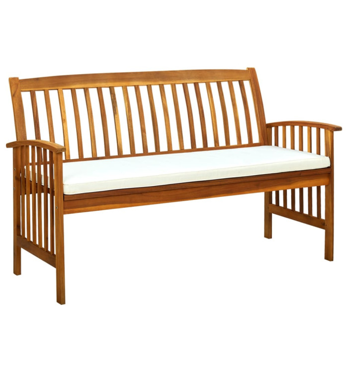 Banc de jardin avec coussin 147 cm Bois d'acacia massif | Mobilier & Déco