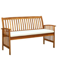 Banc de jardin avec coussin 147 cm Bois d'acacia massif | Mobilier & Déco