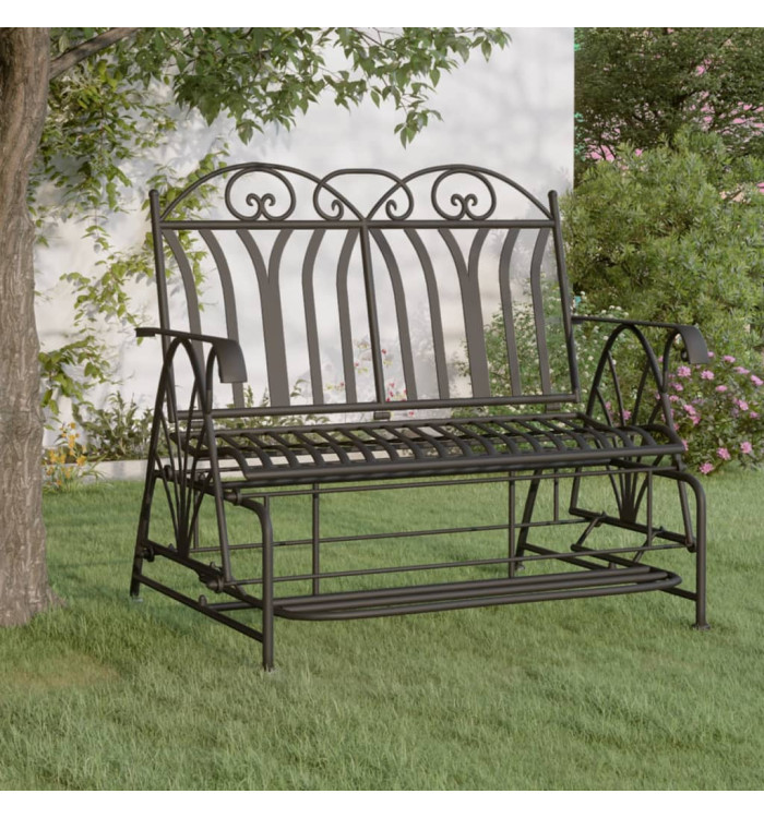 Banc coulissant 2 places 114 cm Noir Acier | Mobilier & Déco