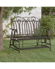Banc coulissant 2 places 114 cm Noir Acier | Mobilier & Déco