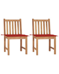 Chaises de jardin lot de 2 avec coussins Bois de teck massif | Mobilier & Déco