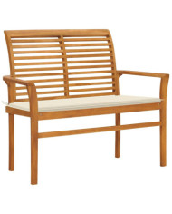 Banc de jardin avec coussin crème 112 cm Bois de teck massif | Mobilier & Déco