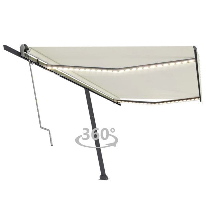 Auvent automatique avec capteur de vent et LED 500x300 cm Crème | Mobilier & Déco