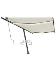 Auvent automatique avec capteur de vent et LED 500x300 cm Crème | Mobilier & Déco