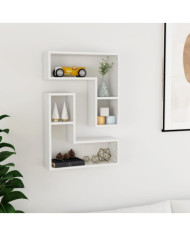 Étagères murales 2pcs blanc brillant 50x15x50cm bois ingénierie | Mobilier & Déco