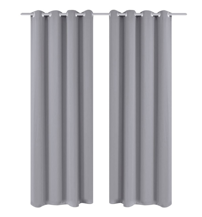 2 pcs Rideau Blackout Occultant Gris avec Œillets en métal 135x245cm | Mobilier & Déco