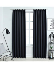 Rideaux occultants avec crochets 2 pcs Anthracite 140x175 cm | Mobilier & Déco