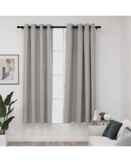 Rideaux occultants Aspect lin avec œillets 2 pcs Gris 140x175cm | Mobilier & Déco