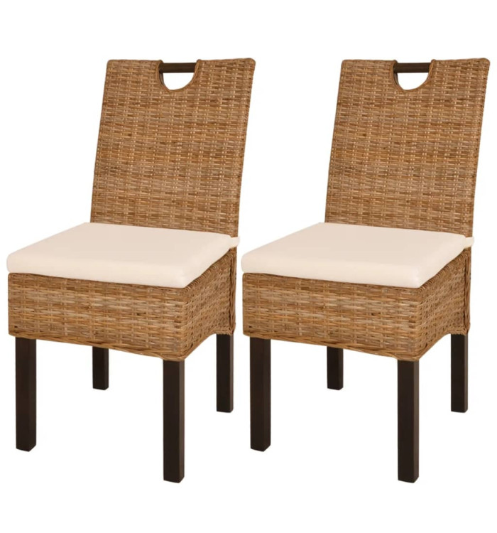 Chaises à manger lot de 2 rotin Kubu bois de manguier | Mobilier & Déco