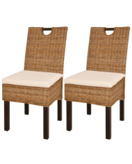 Chaises à manger lot de 2 rotin Kubu bois de manguier | Mobilier & Déco