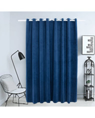 Rideau occultant et anneaux Velours Bleu foncé 290x245 cm | Mobilier & Déco