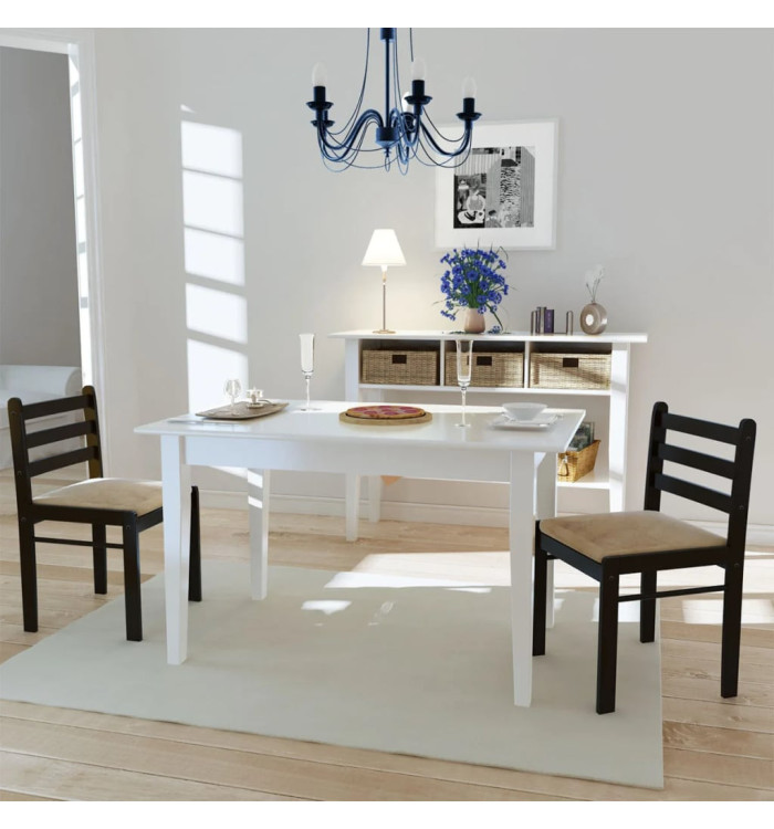 Chaises à manger lot de 2 marron hévéa solide et velours | Mobilier & Déco