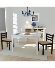 Chaises à manger lot de 2 marron hévéa solide et velours | Mobilier & Déco