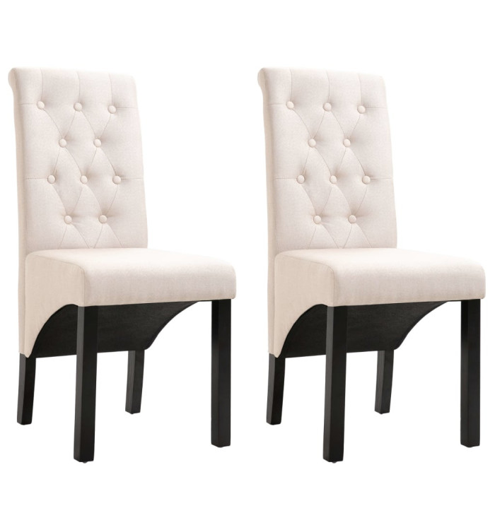 Chaises à manger lot de 2 crème tissu | Mobilier & Déco