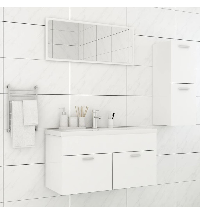 Ensemble de meubles de salle de bain Blanc Bois d'ingénierie | Mobilier & Déco