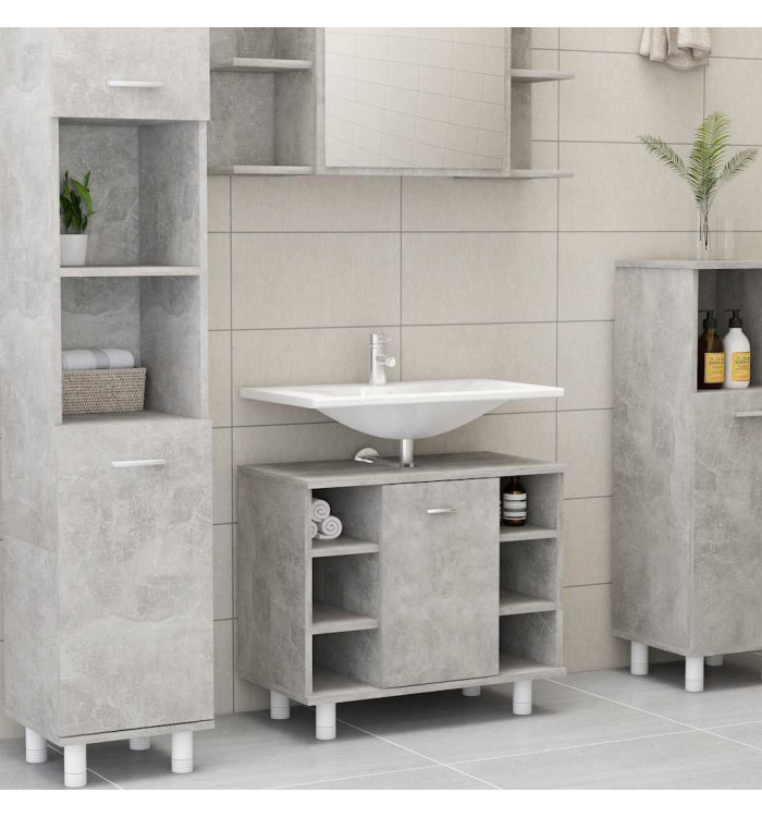 Armoire de salle de bain Gris béton Bois d’ingénierie | Mobilier & Déco