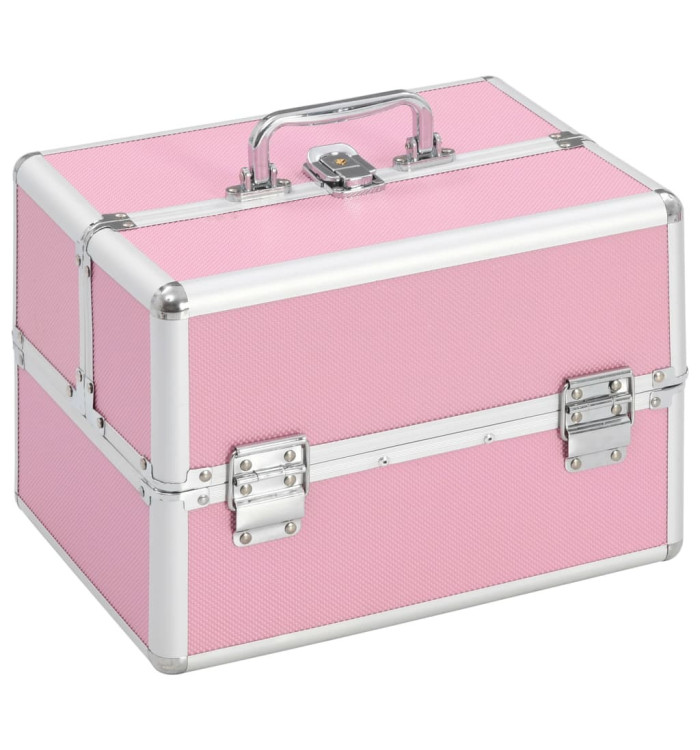 Mallette à maquillage 22x30x21 cm Rose Aluminium | Mobilier & Déco