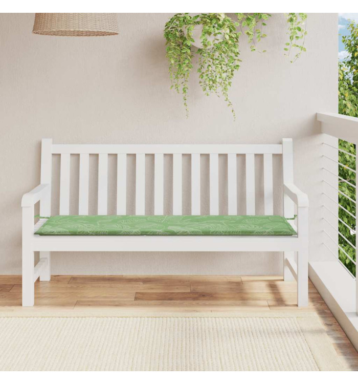 Coussin de banc de jardin motif de feuilles 150x50x4 cm | Mobilier & Déco