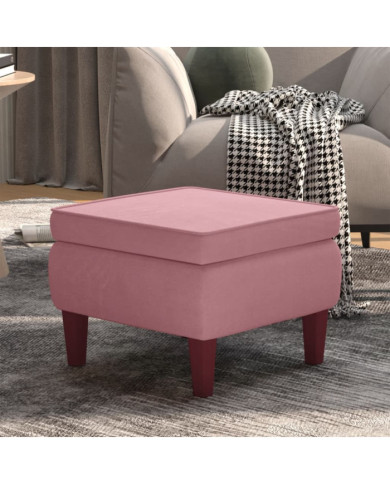 Tabouret avec pieds en bois Rose Velours | Mobilier & Déco