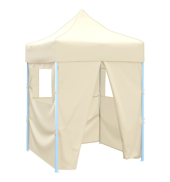 Tente de réception pliable avec 4 parois 2x2 m Acier Crème | Mobilier & Déco