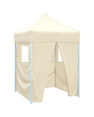 Tente de réception pliable avec 4 parois 2x2 m Acier Crème | Mobilier & Déco