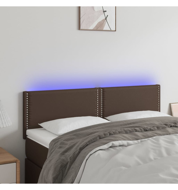 Tête de lit à LED Marron 144x5x78/88 cm Similicuir | Mobilier & Déco