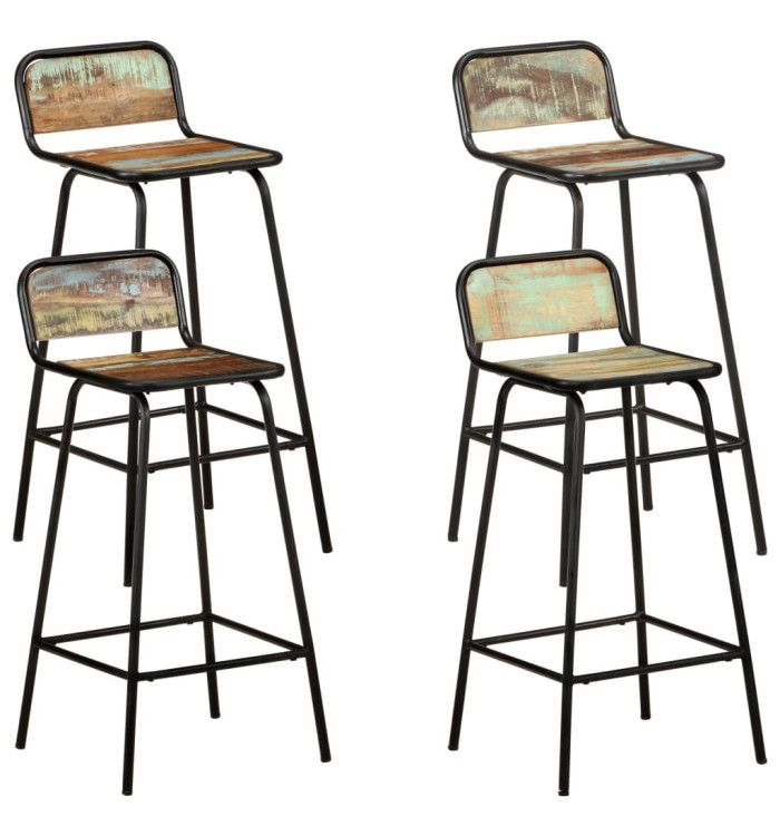Chaises de bar lot de 4 bois de récupération solide | Mobilier & Déco