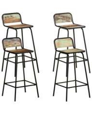 Chaises de bar lot de 4 bois de récupération solide | Mobilier & Déco