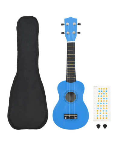 Jeu de ukulélé soprano avec sac pour enfants Bleu azuré 21" | Mobilier & Déco