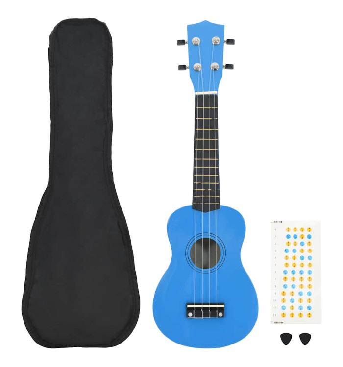 Jeu de ukulélé soprano avec sac pour enfants Bleu azuré 21" | Mobilier & Déco