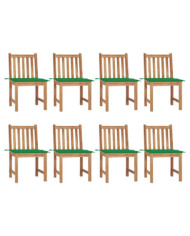 Chaises de jardin lot de 8 avec coussins Bois de teck massif | Mobilier & Déco