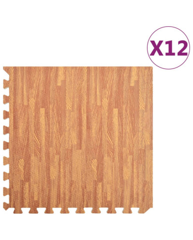 Tapis de sol 12 pcs Grain de bois 4,32㎡ Mousse EVA | Mobilier & Déco