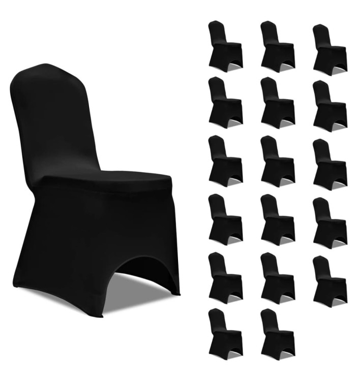 Housses élastiques de chaise Noir 18 pcs | Mobilier & Déco