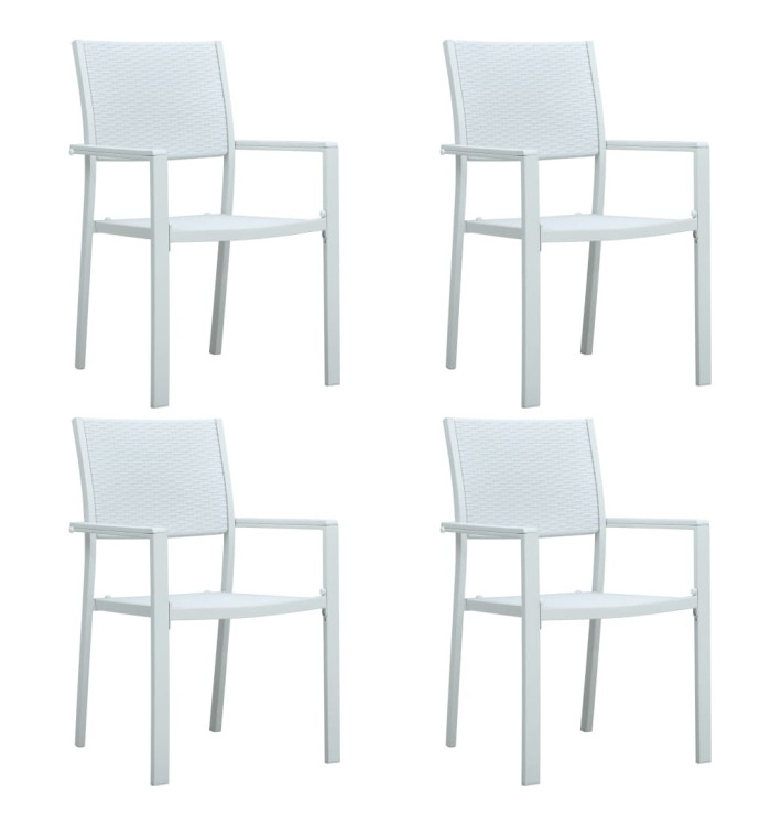Chaises de jardin lot de 4 Blanc Plastique Aspect de rotin | Mobilier & Déco