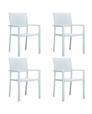 Chaises de jardin lot de 4 Blanc Plastique Aspect de rotin | Mobilier & Déco