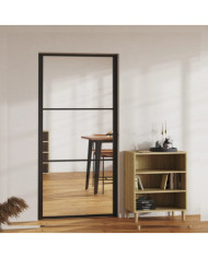 Porte intérieure Verre ESG et aluminium 102,5x201,5 cm Noir | Mobilier & Déco