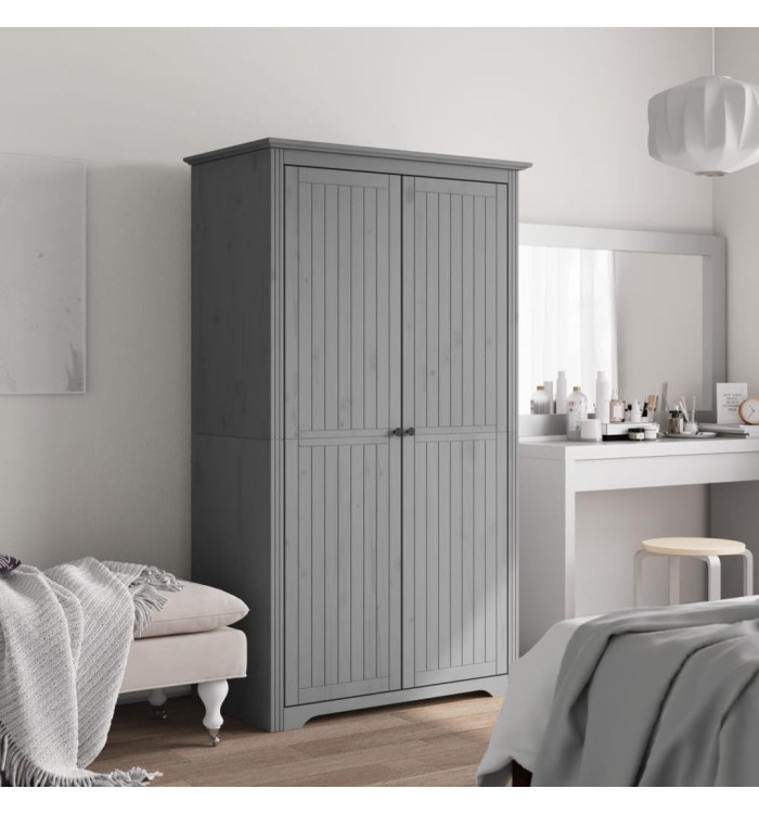Garde-robe BODO gris 99x53,5x173 cm bois massif de pin | Mobilier & Déco