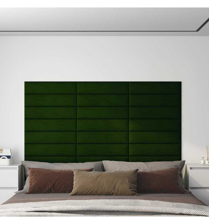 Panneaux muraux 12 pcs Vert foncé 60x15 cm Velours 1,08 m² | Mobilier & Déco