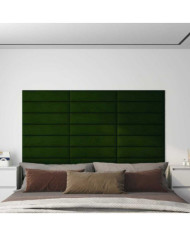 Panneaux muraux 12 pcs Vert foncé 60x15 cm Velours 1,08 m² | Mobilier & Déco