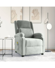 Fauteuil de massage gris clair velours | Mobilier & Déco