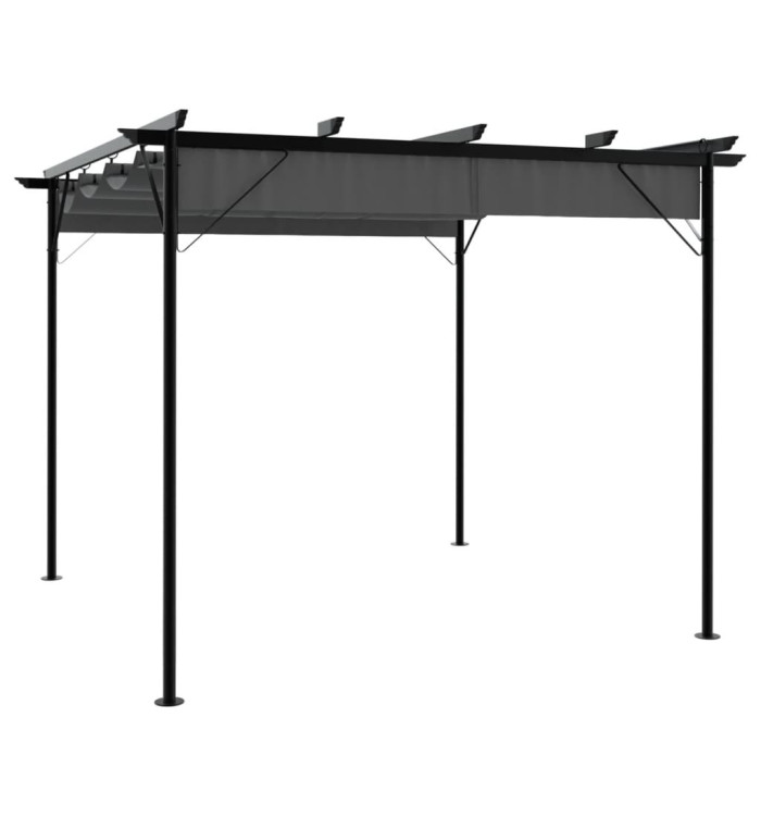 Pergola avec toit rétractable anthracite 3x3 m acier 180 g/m² | Mobilier & Déco