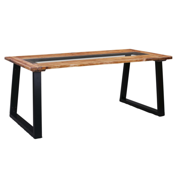 Table à manger 180x90x75 cm Bois d'acacia massif et verre | Mobilier & Déco