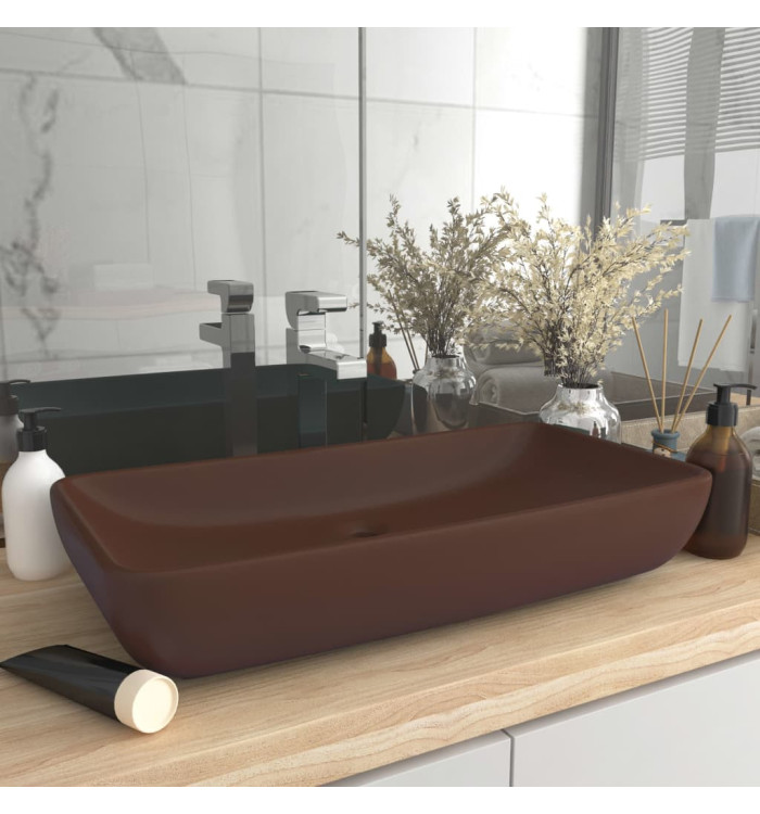 Lavabo de luxe rectangulaire Marron foncé mat 71x38cm Céramique | Mobilier & Déco