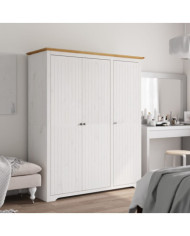 Garde-robe BODO blanc marron 146x53,5x173 cm bois massif de pin | Mobilier & Déco