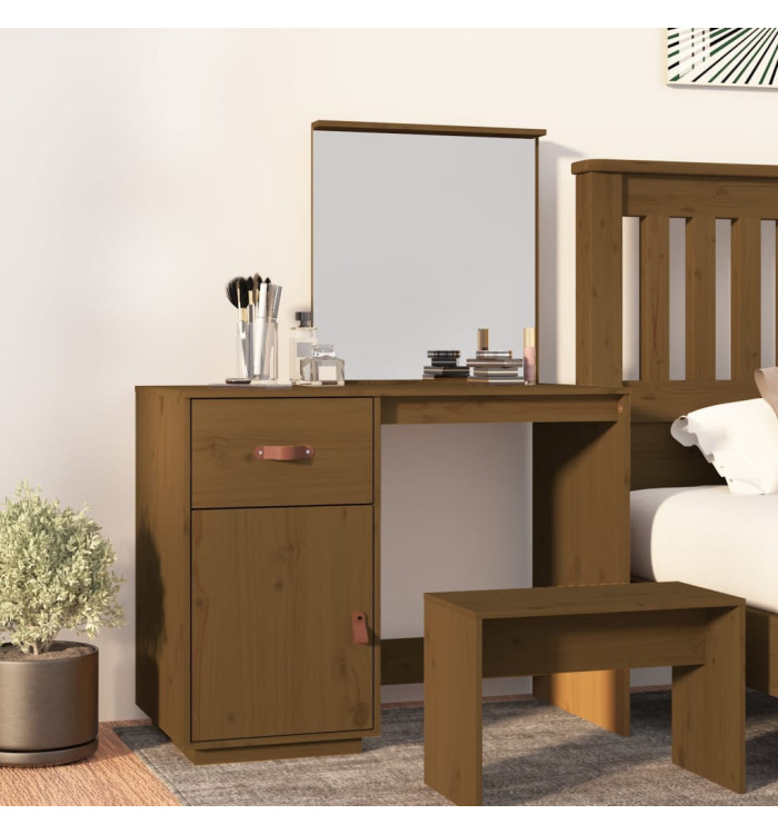 Coiffeuse Marron miel 95x50x134 cm Bois de pin massif | Mobilier & Déco