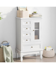 Armoire avec 5 tiroirs et 2 étagères Blanc | Mobilier & Déco
